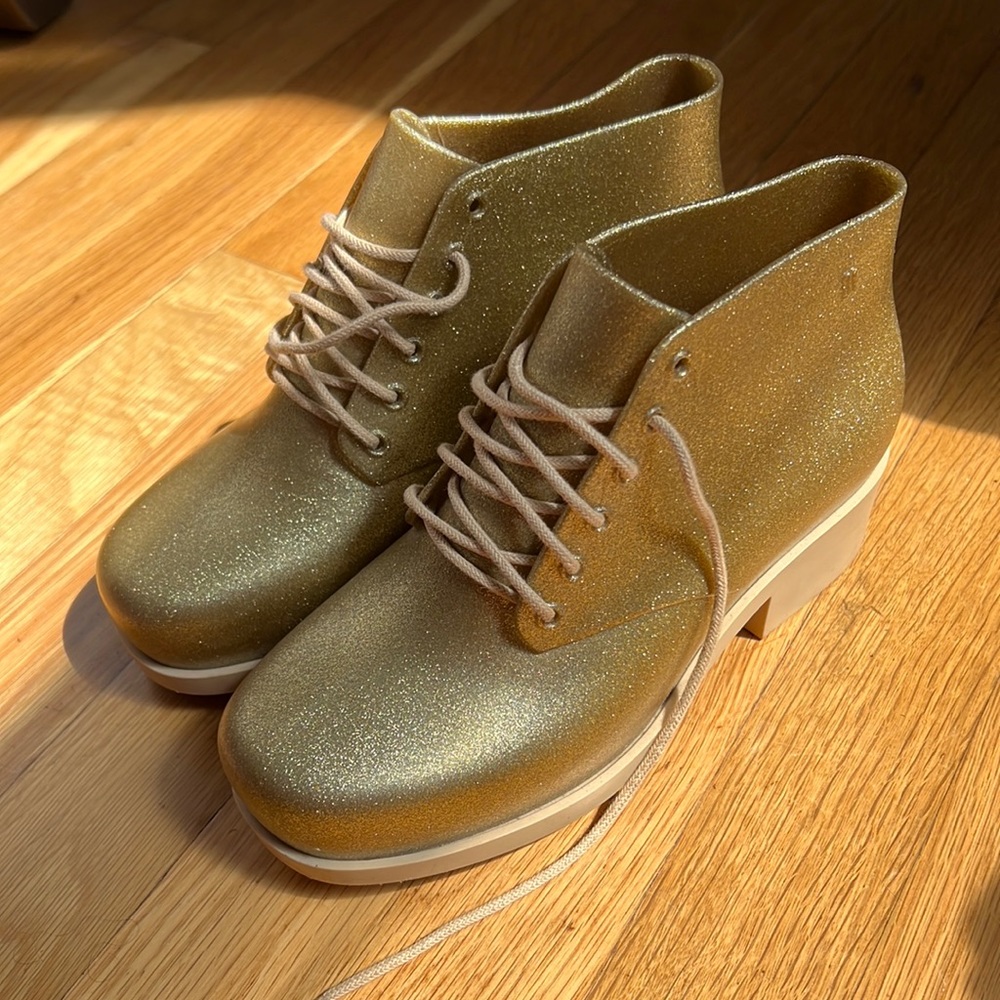 Mel by Melissa Girls Gold Lace Up Boots - 3